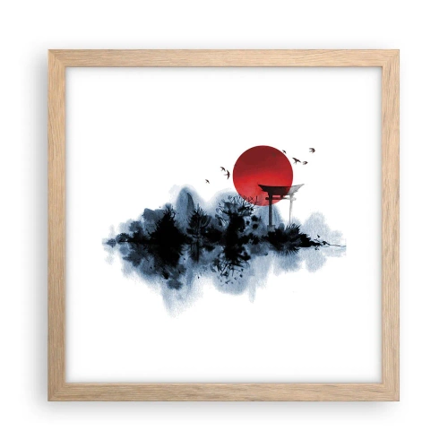 Een poster in een licht eiken lijst - Japanse weergave - 30x30 cm