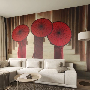 Fotobehang Premium Sand - Op weg naar het Zuivere Land - Azië, Birma, Vrouwen - 100x70 cm
