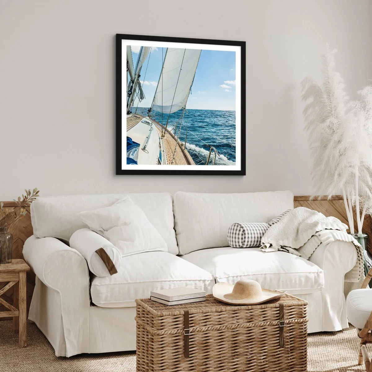 Poster in een zwarte lijst - Ahoi, avontuur - 30x30 cm