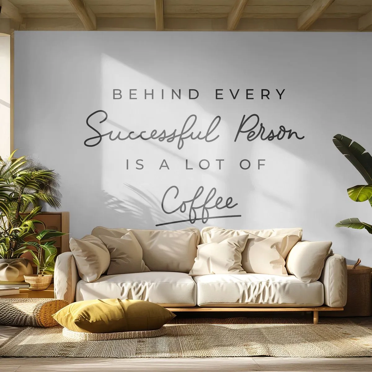 Fotobehang Premium Sand - Het geheim van succes - Typografie, Bevestiging, Maxim - 400x280 cm