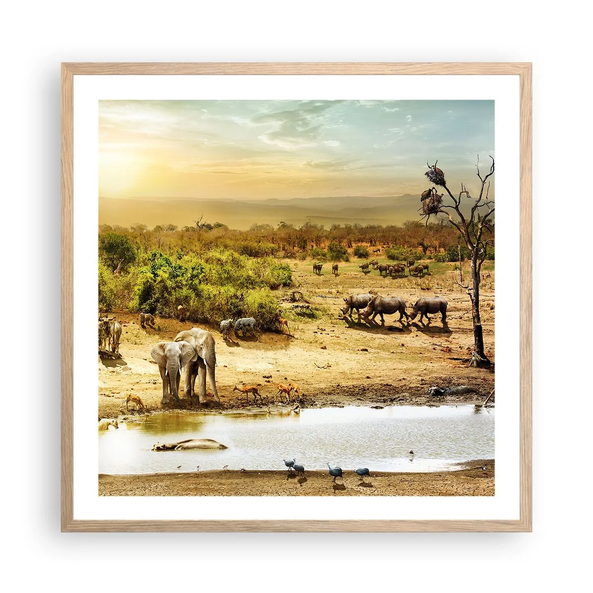 Een poster in een licht eiken lijst - "Er stroomde een rivier uit Eden …" - 60x60 cm