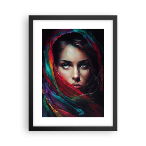 Poster in een zwarte lijst - Mysterie met groene ogen - 30x40 cm