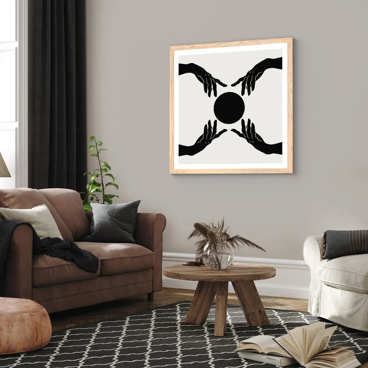 Een poster in een licht eiken lijst - Geheim teken - 30x30 cm