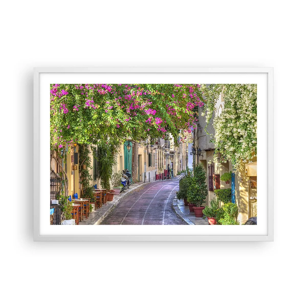 Poster in een witte lijst - Bloeiende steeg - 70x50 cm