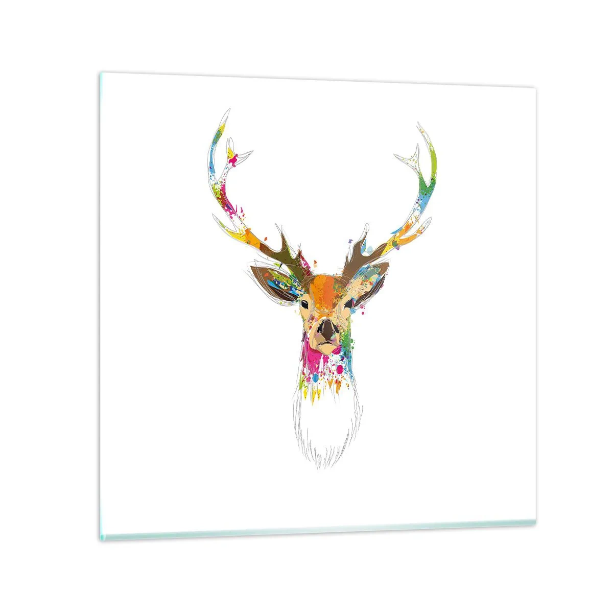 Schilderen op glas - Een zacht hert badend in kleur - 30x30 cm