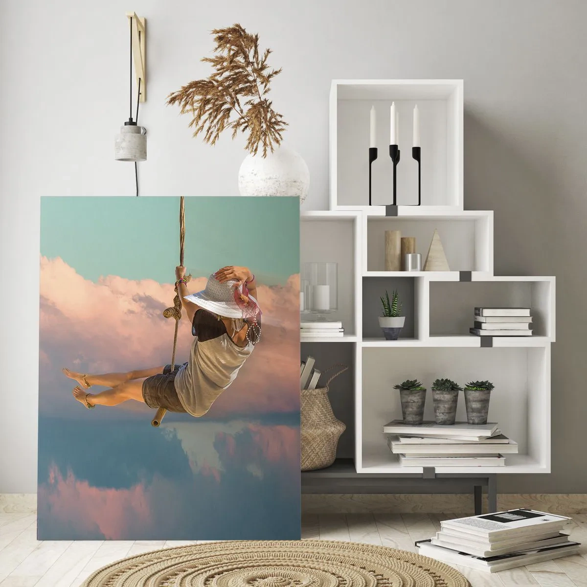 Schilderen op glas - Plezier in de wolken - 80x120 cm