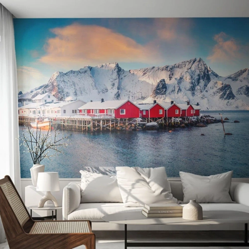 Fotobehang op maat Premium Sand - Noordelijke retraite - Landschap, Noorwegen, Lofoten