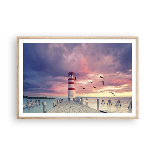 Een poster in een licht eiken lijst - Het is tijd naar de haven te gaan - 91x61 cm