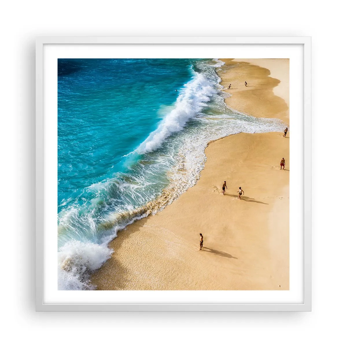 Poster in een witte lijst - En dan de zon, het strand… - 60x60 cm