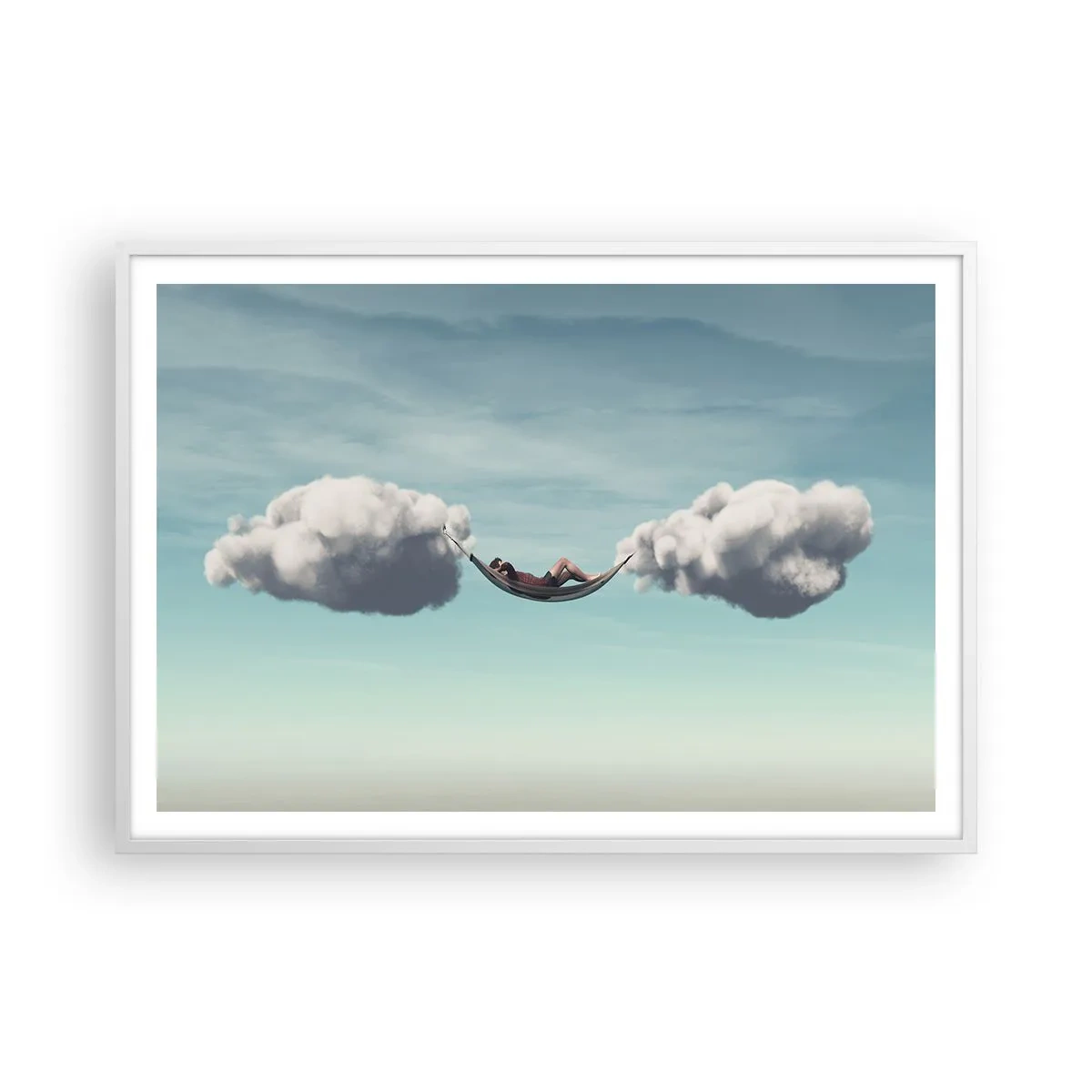 Poster in een witte lijst - Het geluk van het moment - 100x70 cm