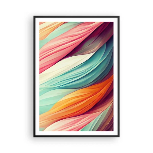 Poster in een zwarte lijst - Regenboog geweven - 70x100 cm