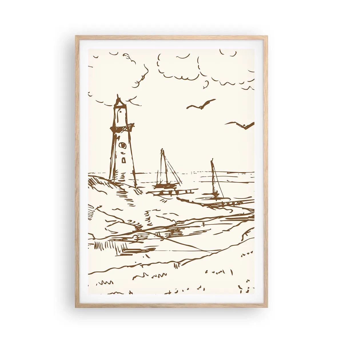 Een poster in een licht eiken lijst - Een overzicht van de herinneringen aan de zomer - 70x100 cm