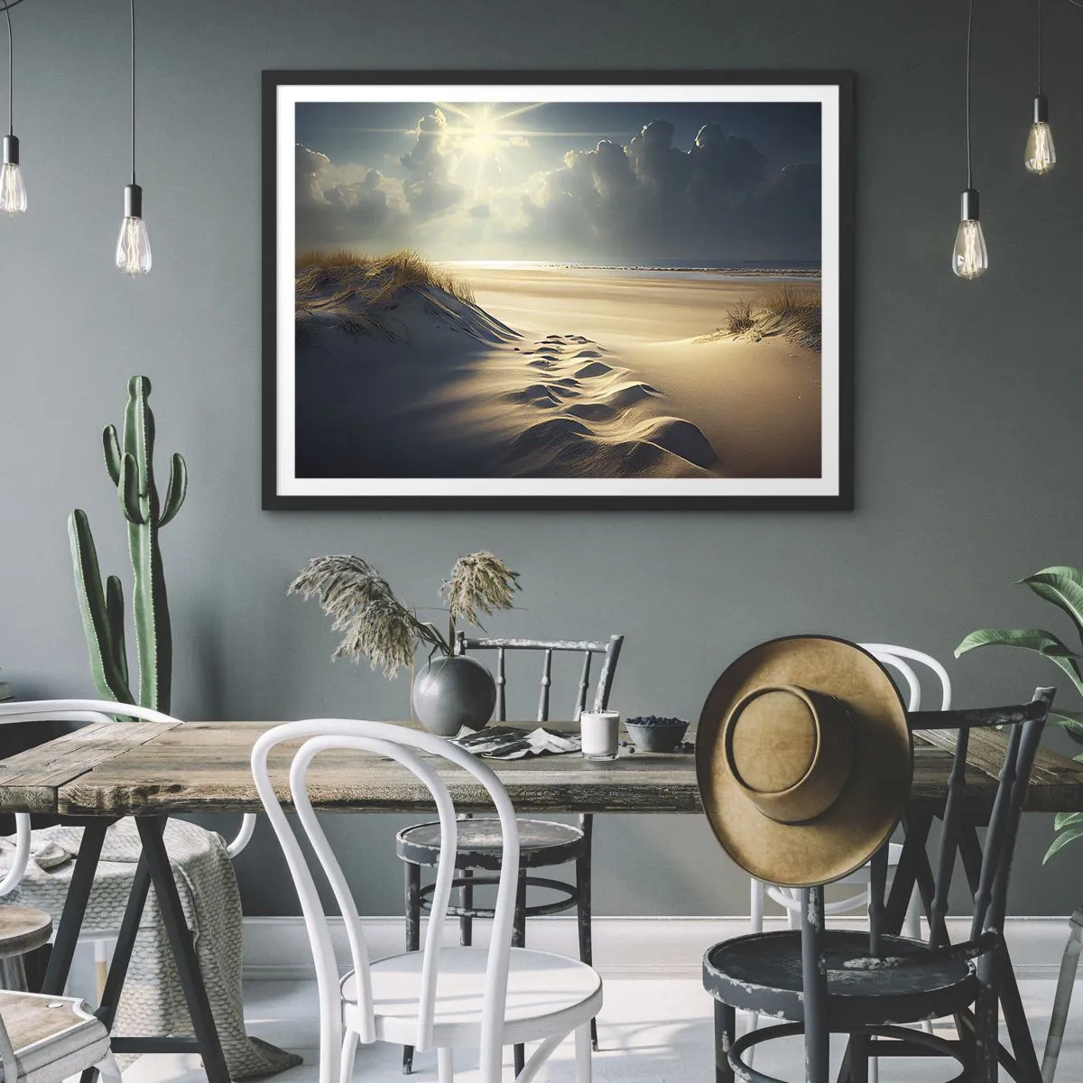 Poster in een zwarte lijst - Een rustgevend landschap - 70x50 cm