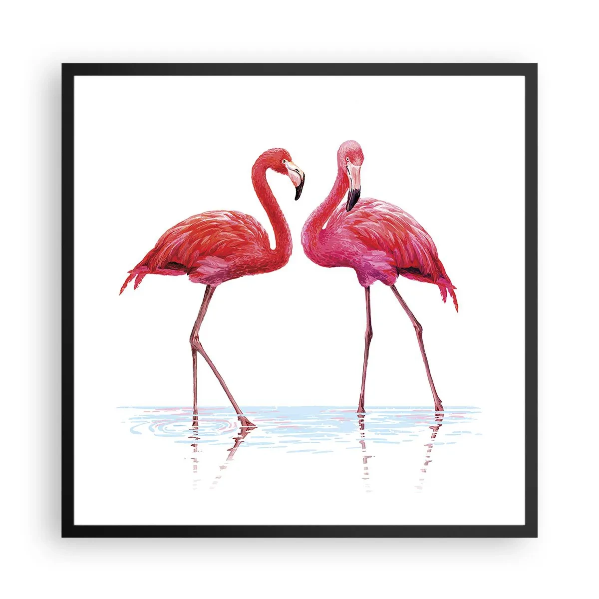 Poster in een zwarte lijst - Roze randez-vous - 60x60 cm