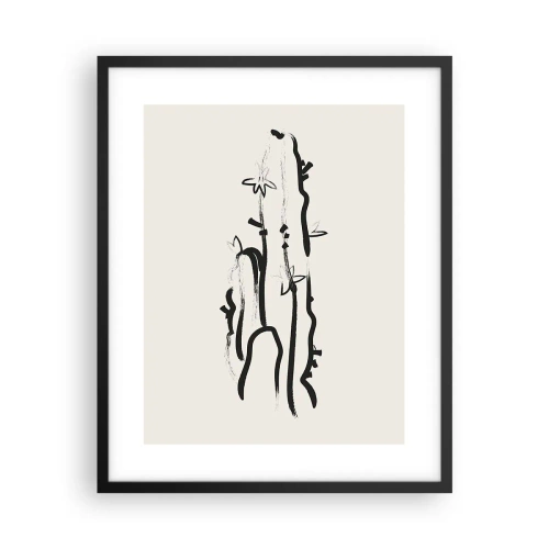 Poster in een zwarte lijst - Bloeiend kruid - 40x50 cm