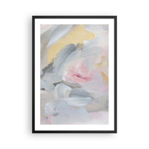 Poster in een zwarte lijst - Abstracte compositie in pastelkleuren - 50x70cm - In een pastelkleurige wereld - Moderne wanddecoratie voor woonkamer en slaapkamer ARTTOR