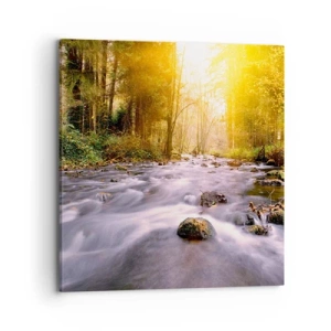 Schilderen op canvas - Malachiet in een zilveren en gouden lijst - 70x70 cm