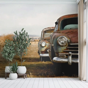 Fotobehang Standard Eco - Een welverdiende rust - Oude auto, Automobiel, Vintage - 350x256 cm