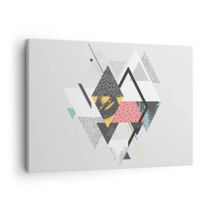 Schilderen op canvas - Geometrische patronen op een lichte achtergrond - 70x50cm - Variatie op driehoek en ruit - Moderne wanddecoratie voor woonkamer en slaapkamer ARTTOR