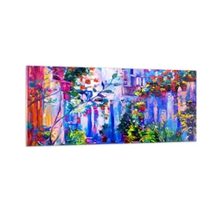 Schilderen op glas - Impressie - een Italiaanse straat - 100x40 cm