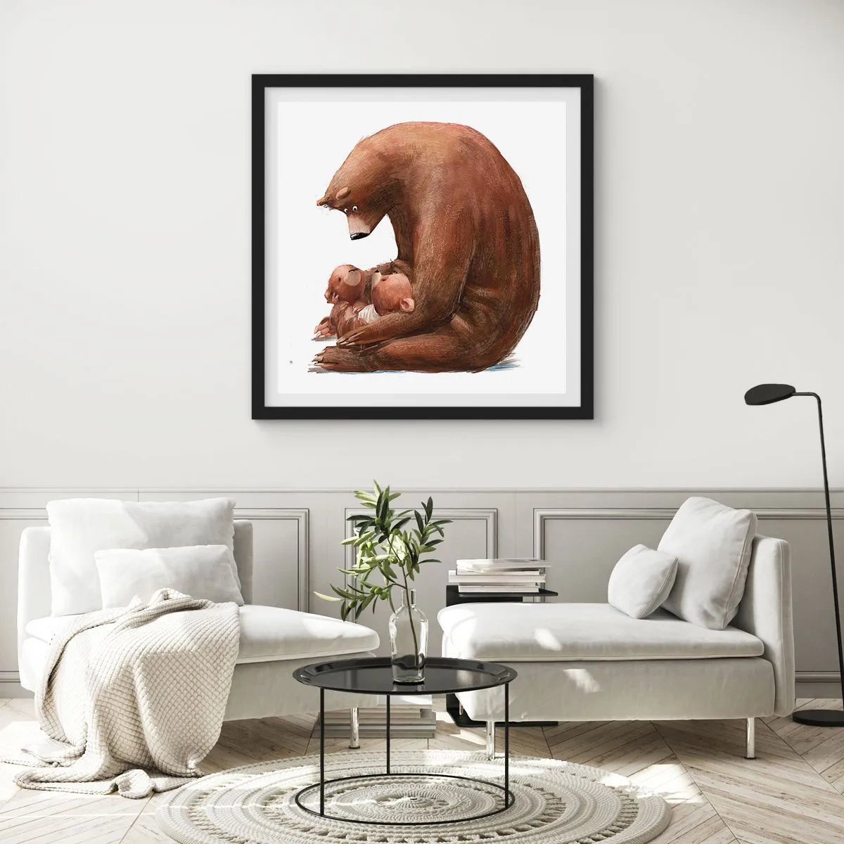 Poster in een zwarte lijst - Zoete dromen, kinderen - 40x40 cm