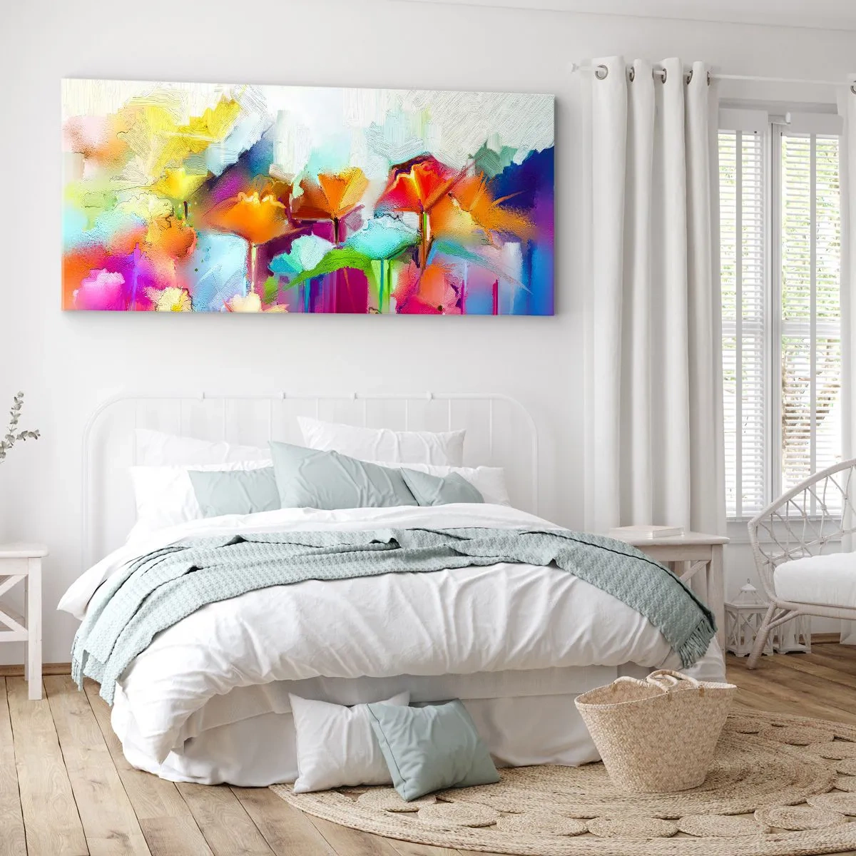 Schilderen op canvas - De regenboog is tot bloei gekomen - 120x50 cm