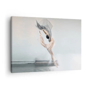 Schilderen op canvas - Een danser in dynamische beweging tegen een lichte achtergrond - 70x50cm - In dans vervoering - Moderne wanddecoratie voor woonkamer en slaapkamer ARTTOR
