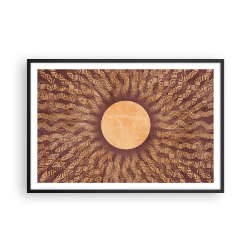 Poster in een zwarte lijst - Zon icoon - 91x61 cm