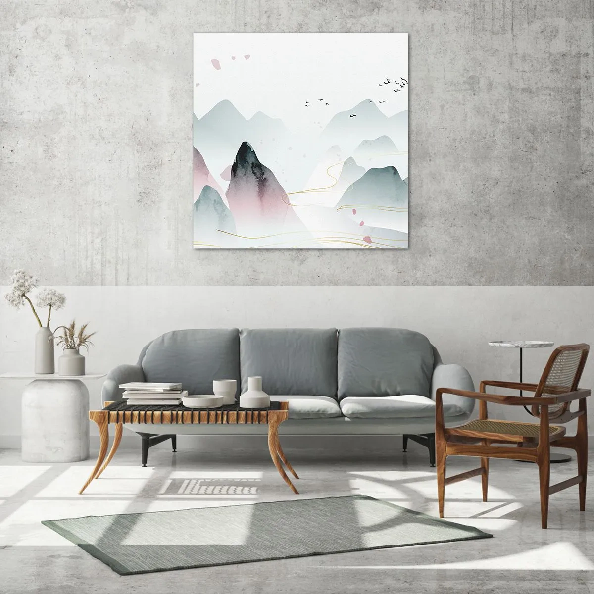 Schilderen op glas - Over de toppen - 70x70 cm