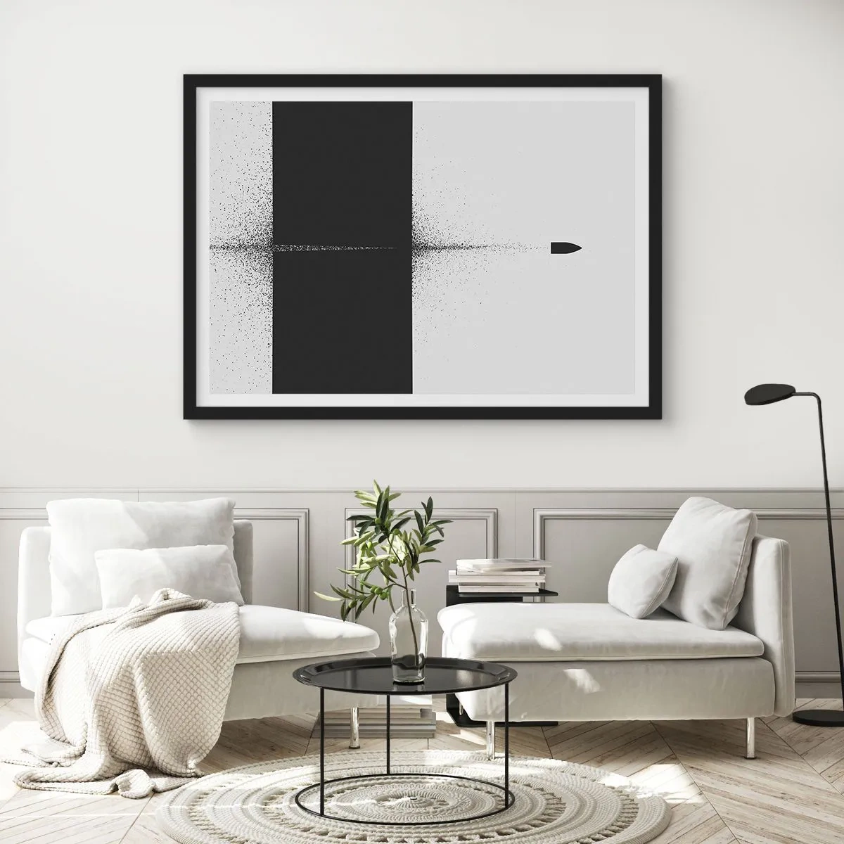Poster in een zwarte lijst - Rechtstreeks naar het doel - 50x40 cm