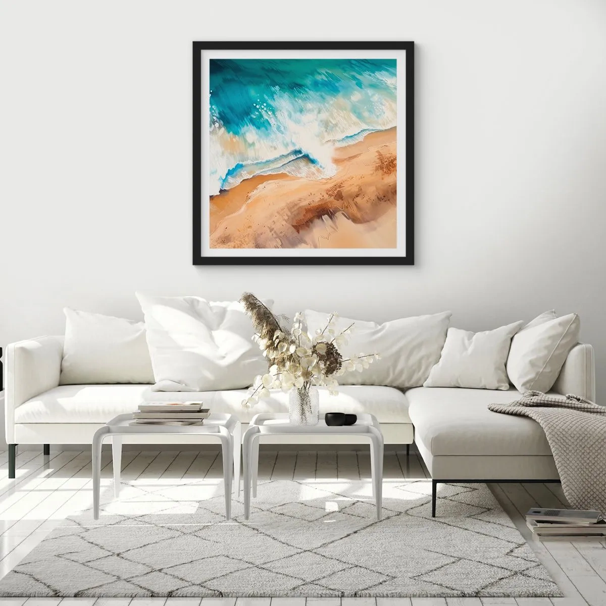 Poster in een zwarte lijst - De terugkerende golf - 60x60 cm