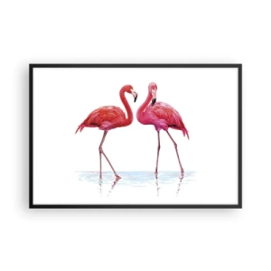 Poster in een zwarte lijst - Roze randez-vous - 91x61 cm