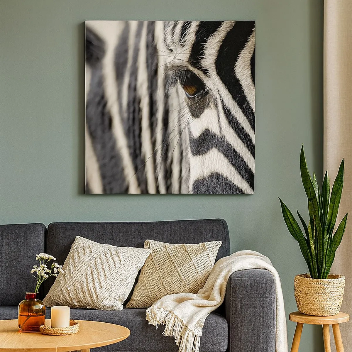 Schilderen op canvas - Gestreept portret - 30x30 cm