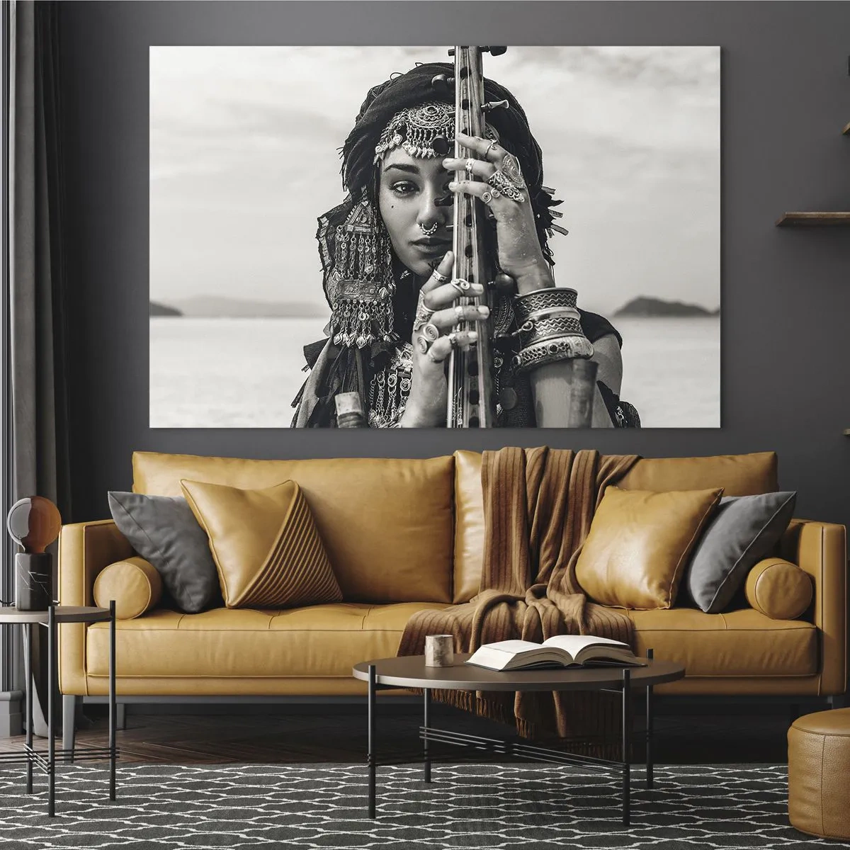 Schilderen op glas - De muziek van het Oosten zelf - 100x70 cm