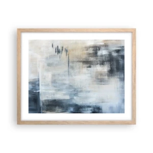 Een poster in een licht eiken lijst - Achter het blauwe gordijn - 50x40 cm