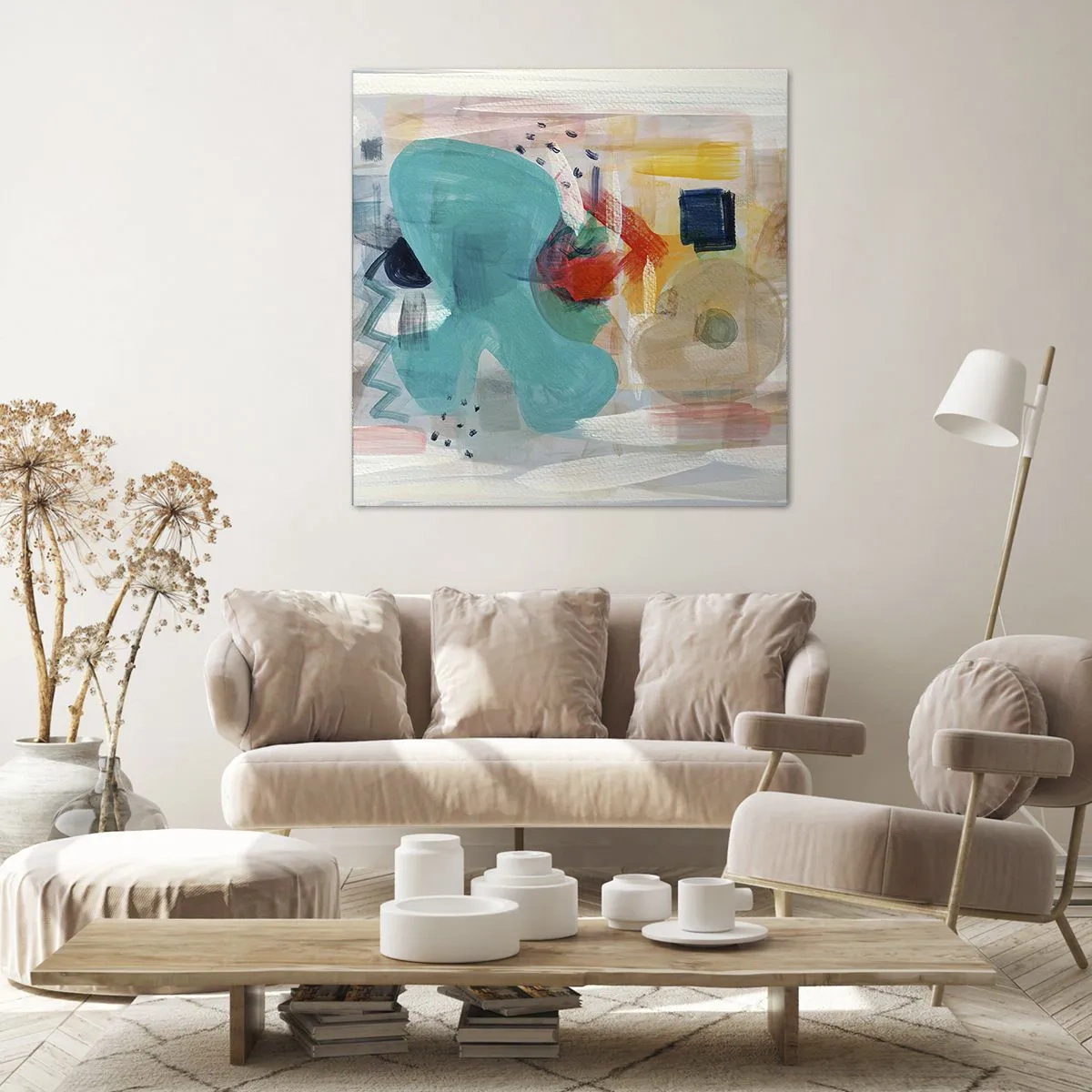 Schilderen op canvas - Kleurrijk spel - 50x50 cm