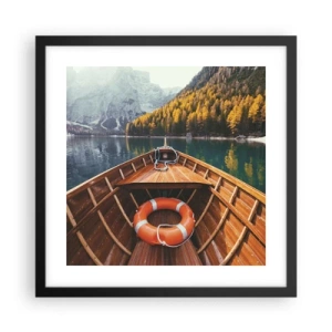 Poster in een zwarte lijst - Bergtocht - 40x40 cm