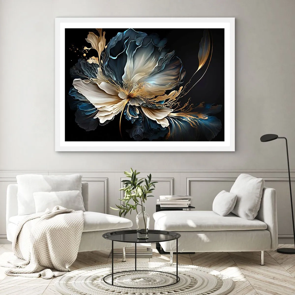 Poster in een witte lijst - Sprookjesachtige varenbloem - 50x40 cm
