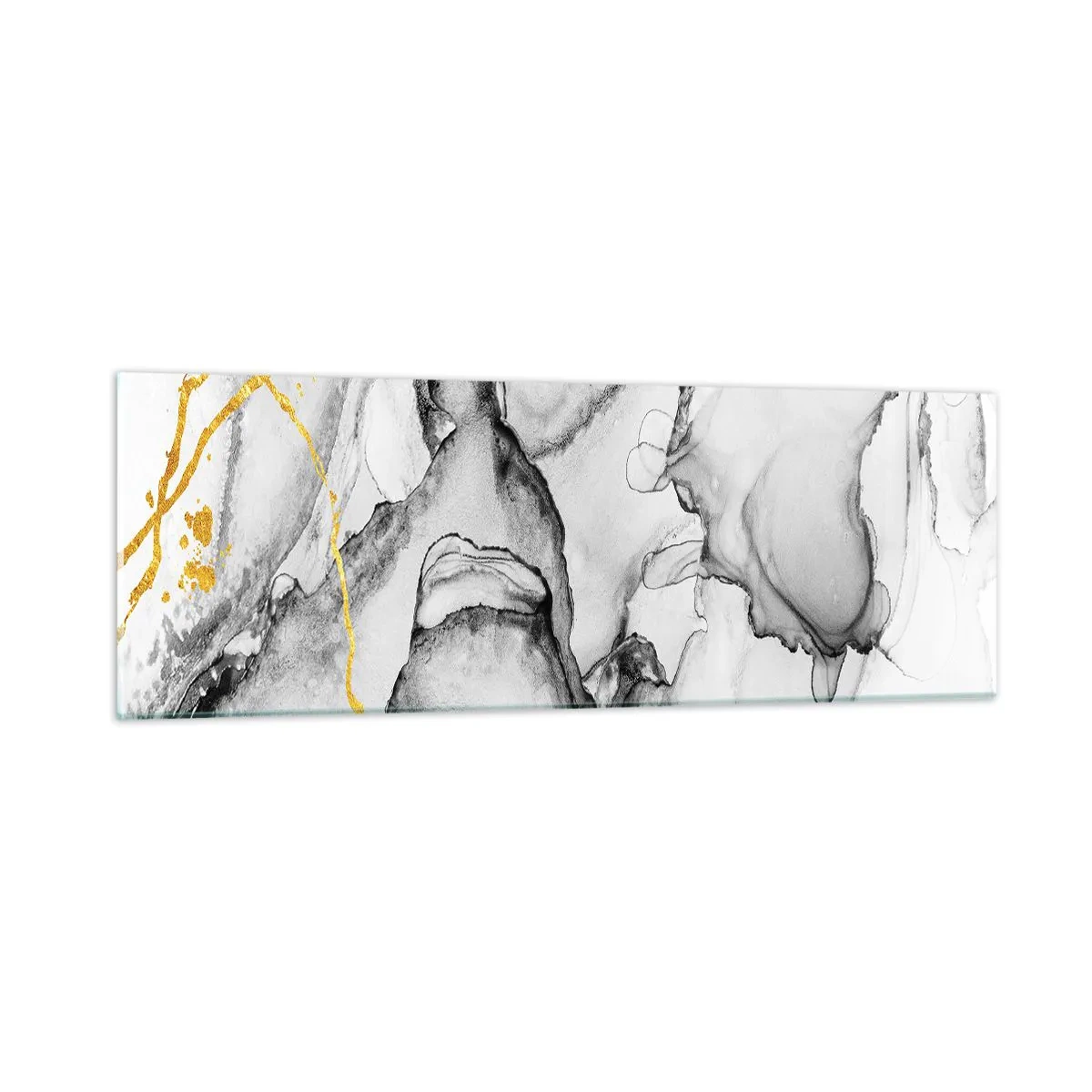 Schilderen op glas - Compositie met een gouden motief - 90x30 cm