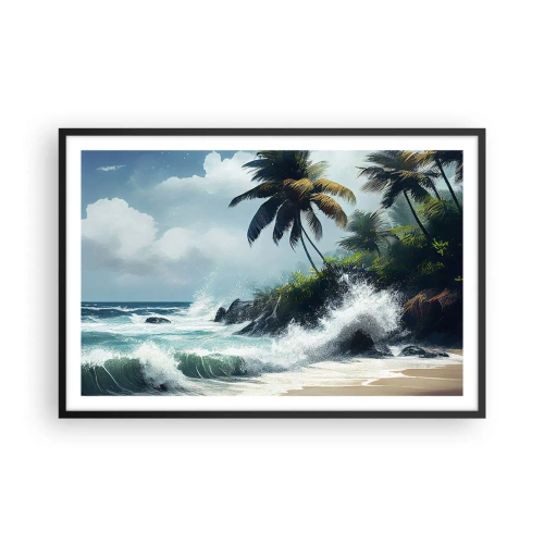 Poster in een zwarte lijst - Op een tropische kust - 91x61 cm