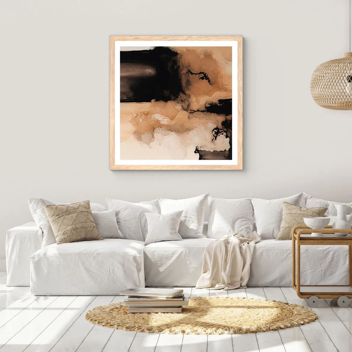 Een poster in een licht eiken lijst - Intrigerende abstractie - 50x50 cm