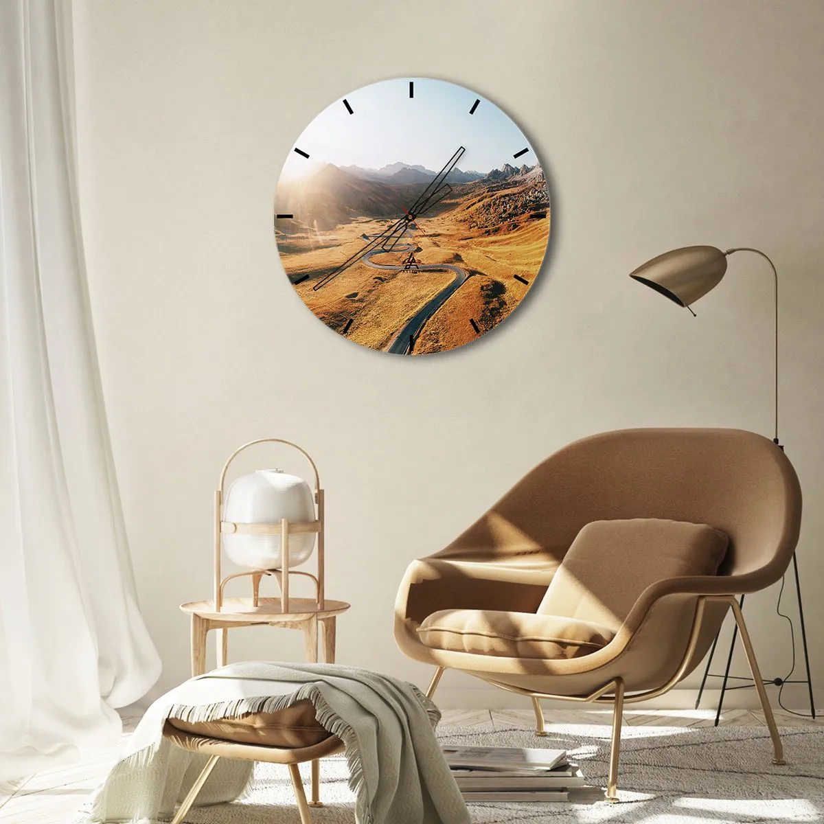 Wandklok - Klok - In een gouden vallei - 30x30 cm