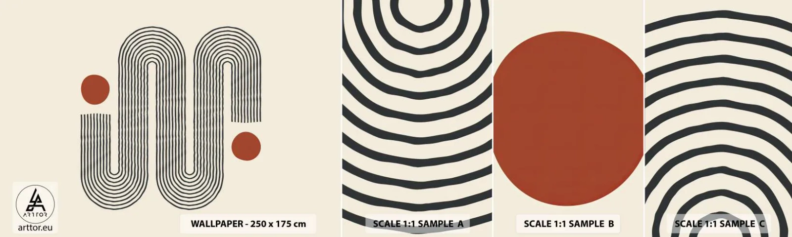 Fotobehang Monster Zelfklevend Deluxe Sticker - Van het begin tot het eind - Abstractie, Grafisch, Minimalisme - 100x30 cm