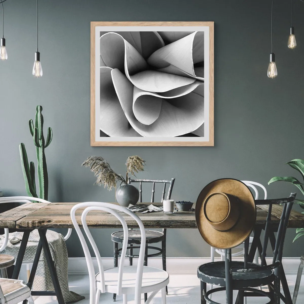 Een poster in een licht eiken lijst - Het gebeurt in de ruimte - 60x60 cm