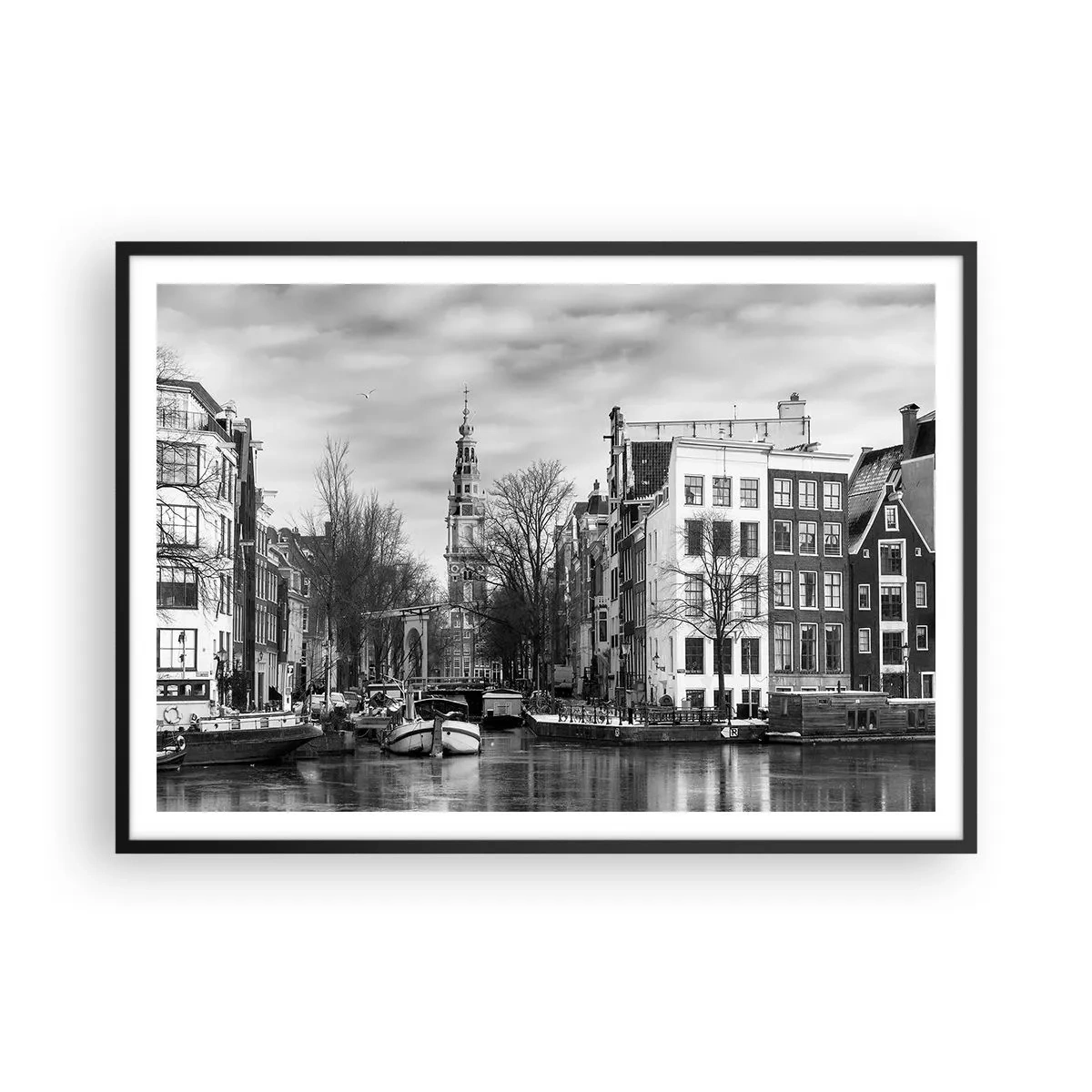 Poster in een zwarte lijst - Amsterdamse sferen - 100x70 cm