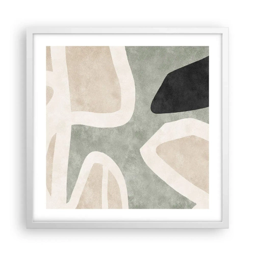 Poster in een witte lijst - Compositie met een zwart motief - 50x50 cm