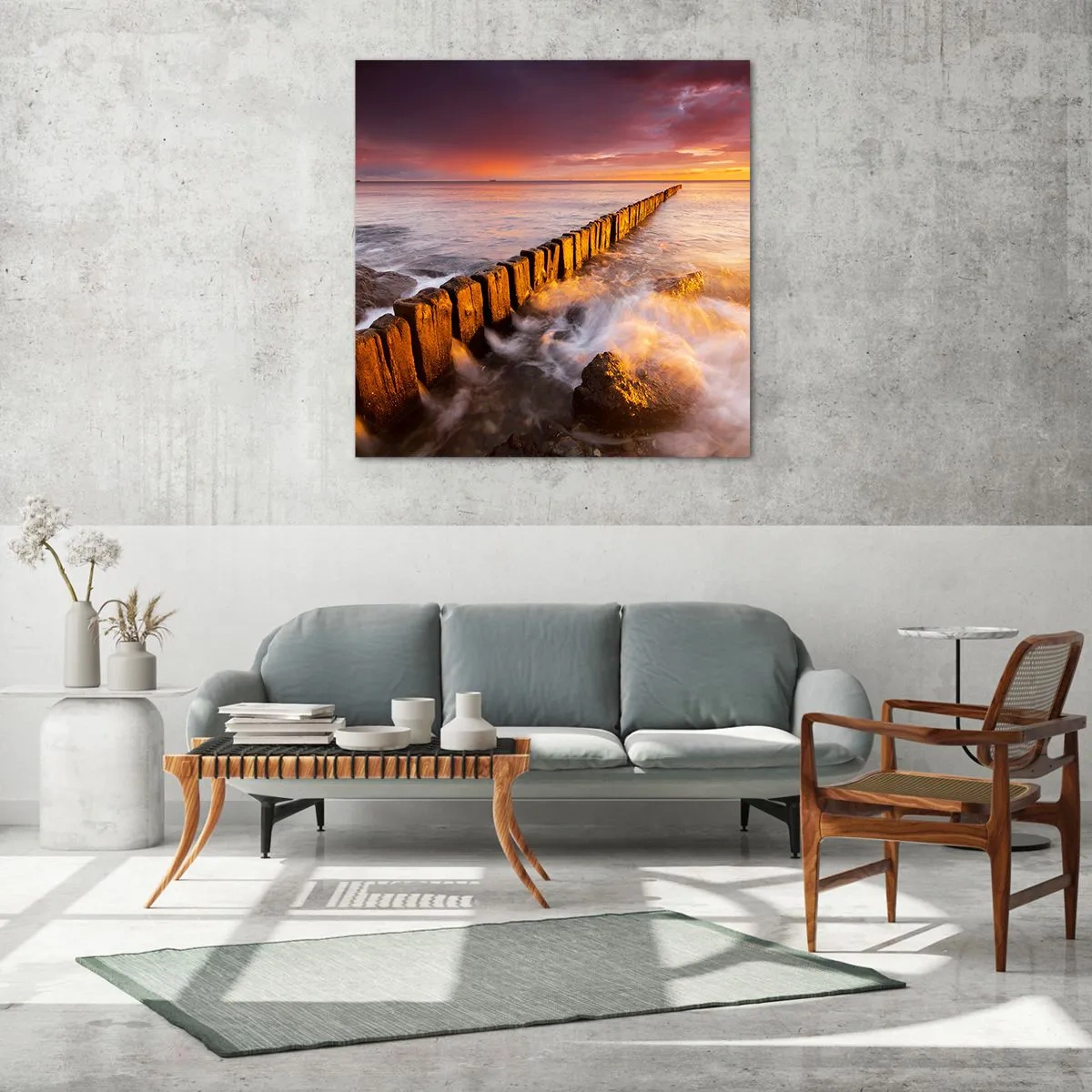 Schilderen op glas - De zachtheid van de golven - 50x50 cm