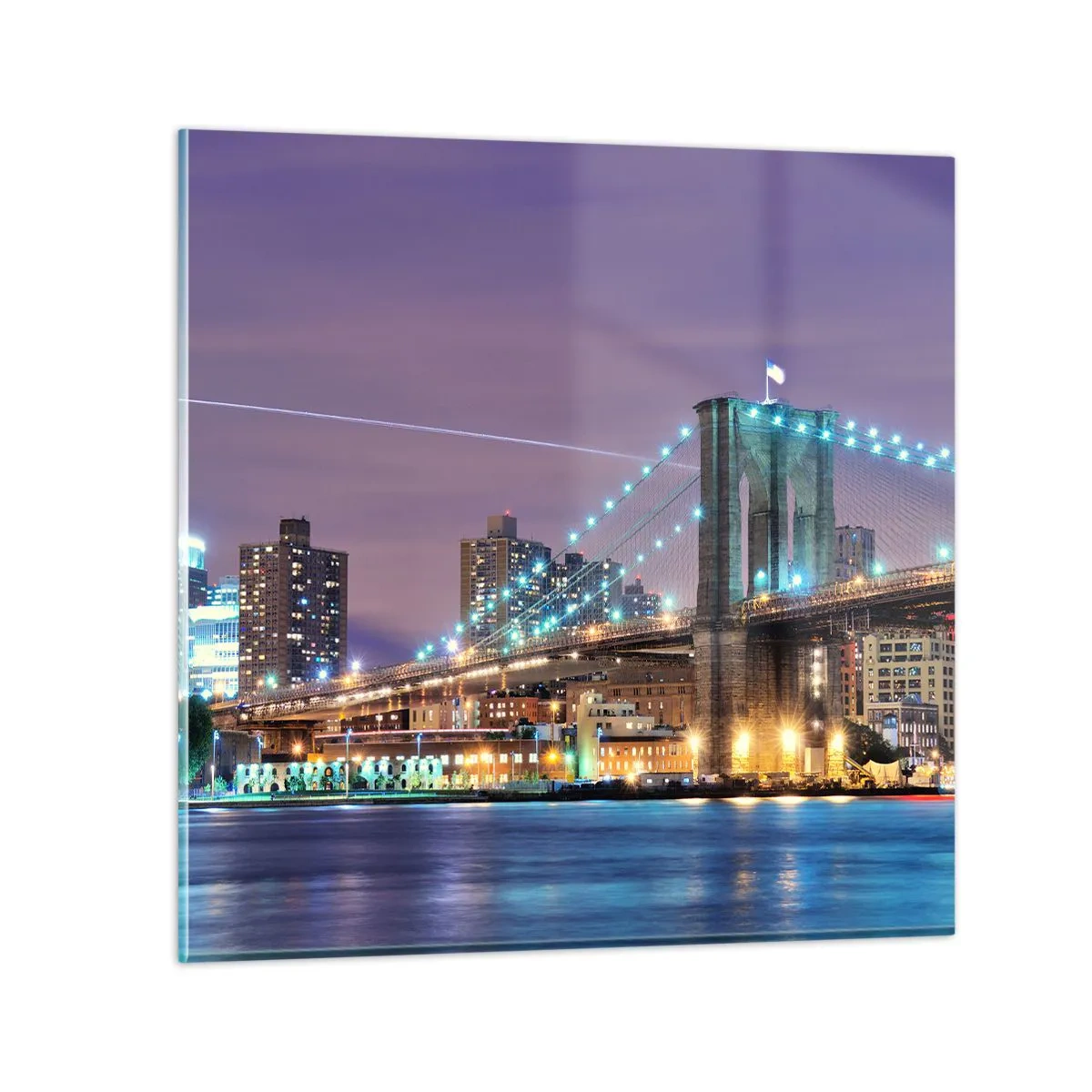 Schilderen op glas - Al vele jaren de Brooklyn Bridge - 40x40 cm
