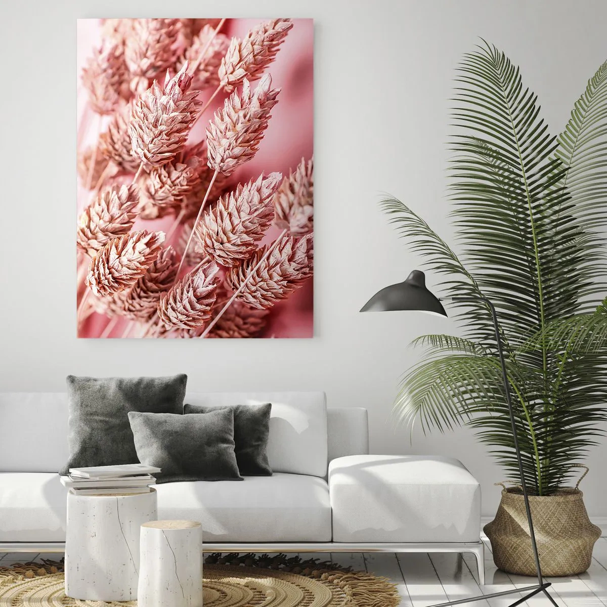 Schilderen op glas - Een bloemencascade in roze - 50x70 cm