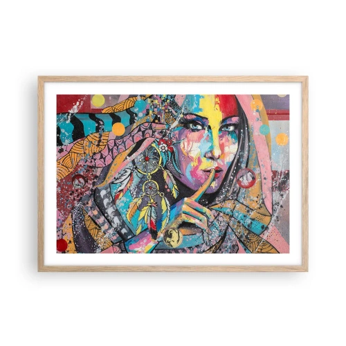 Een poster in een licht eiken lijst - Zwijg totdat je het begrijpt - 70x50 cm